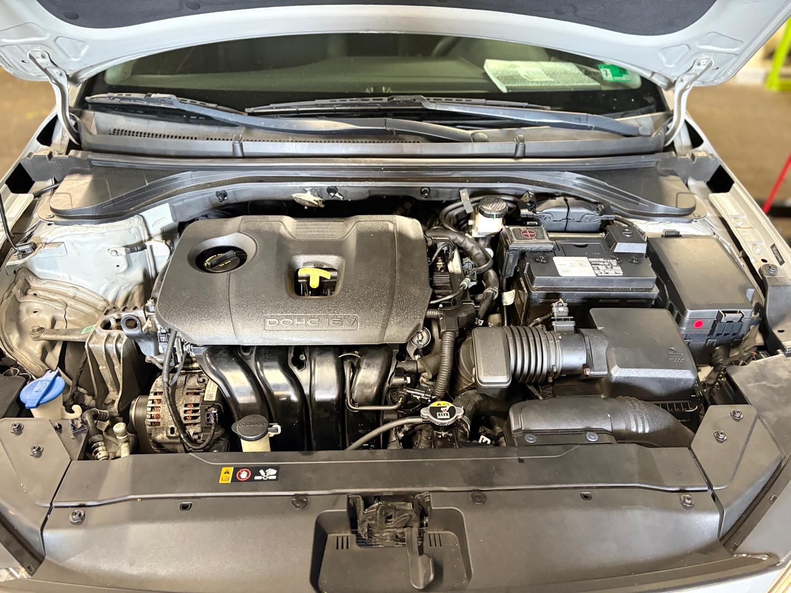 Engine bay with refurbished components installed